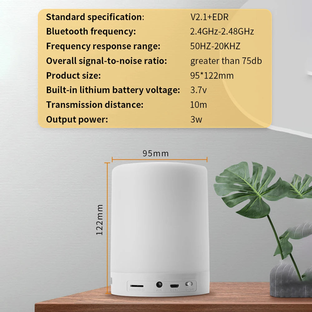 Parlante Bluetooth con Lampara Led Tactíl